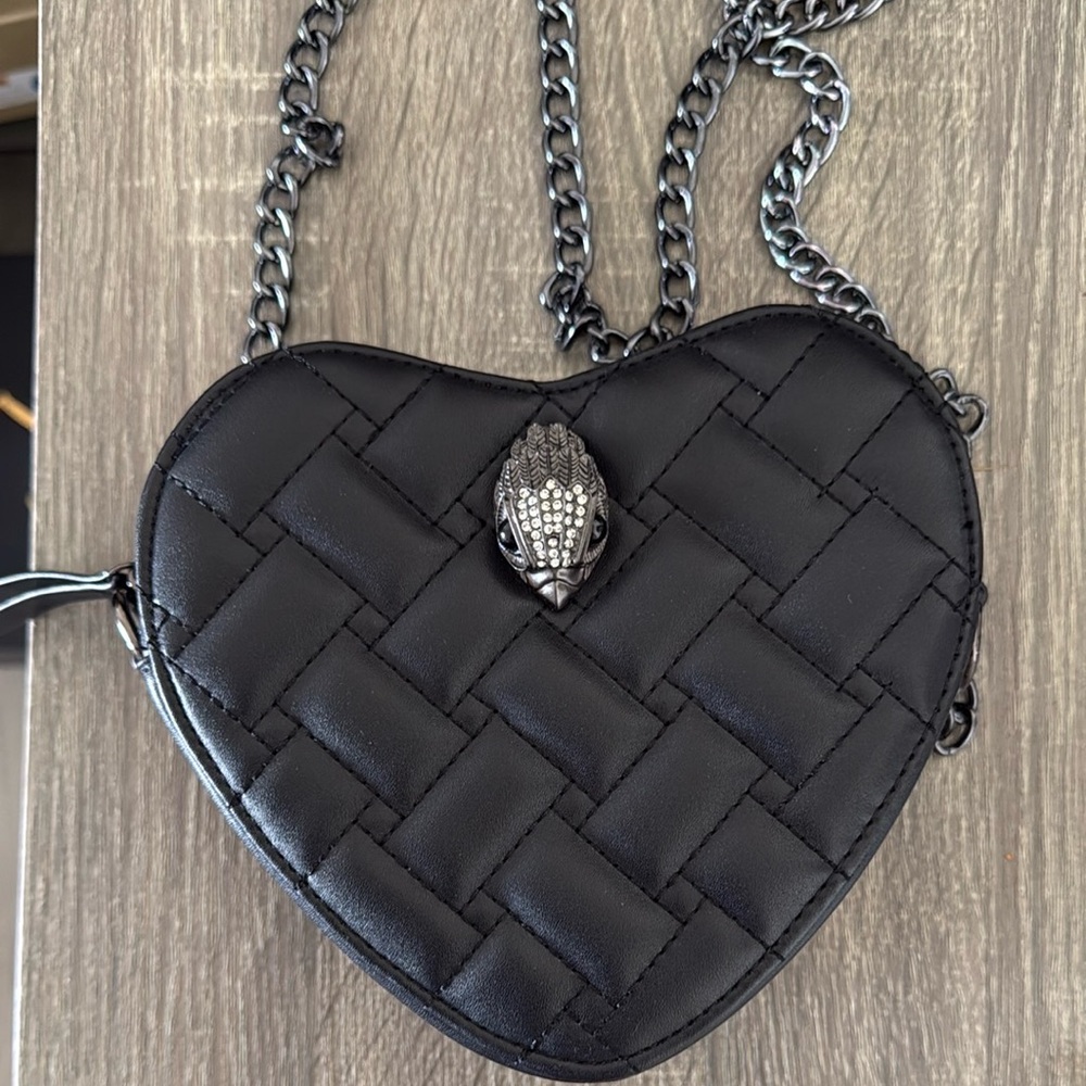 Black Heart-Shaped Bag with Chain Strap